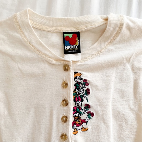 Vintage 90s Disney Mickey Mouse Embroidered long Sleeve Button Up Shirt size XL - Picture 4 of 6